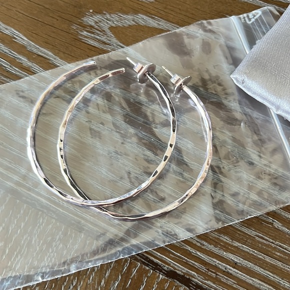 NEST Fragrances Jewelry - Nest Silvertone Hammered Hoop Earrings